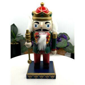 Kurt Adler Hand-Painted Wooden Mini Nutcracker King With Staff & Crown
